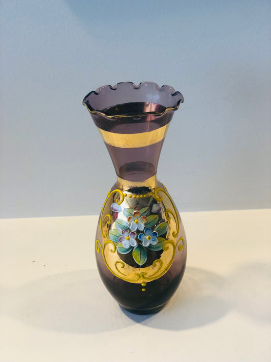 Purple hand painted vase