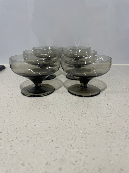 6 Smoked Black Champagne coupes