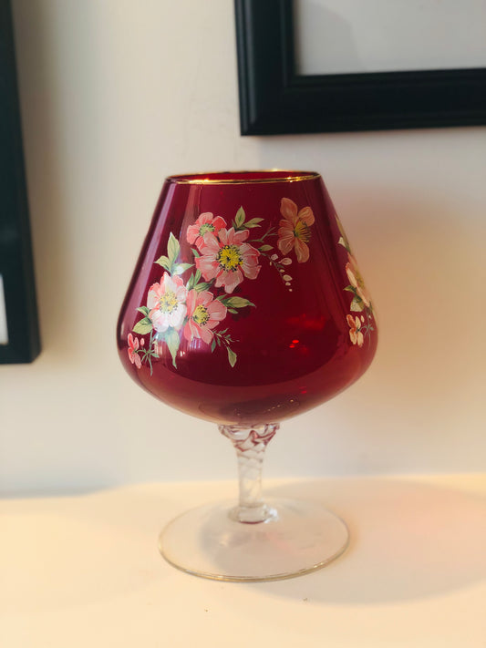 Large Red Venetian Glass Balloon Vase