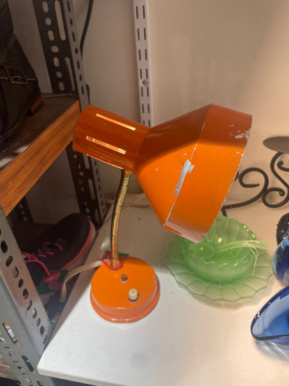 Vintage Orange Metal Gooseneck Lamp