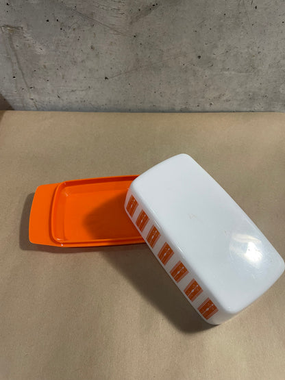 Orange Plastic Butter Dish