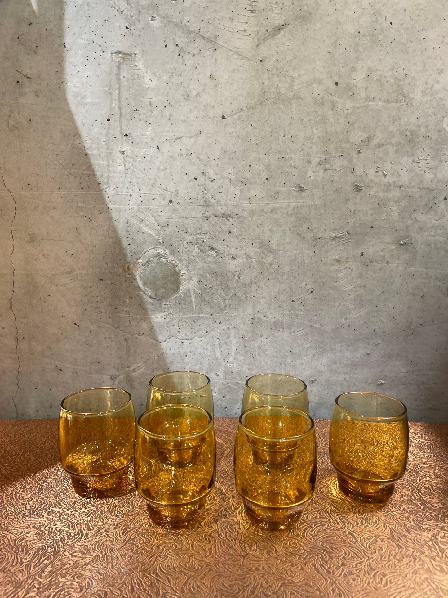 Six Amber Kaaru Glasses