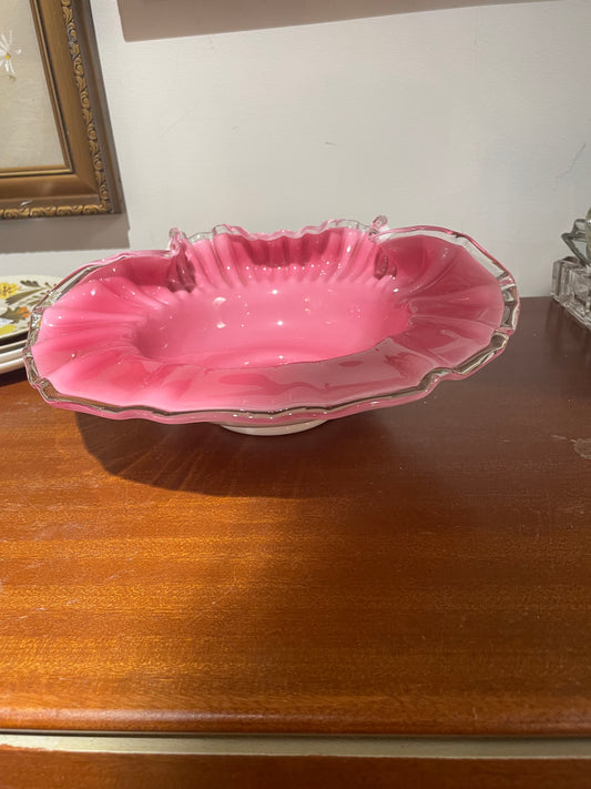 Pink Fenton Fold Bowl