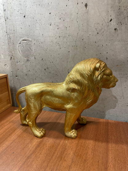 Gold Painted Resin Lion Statue