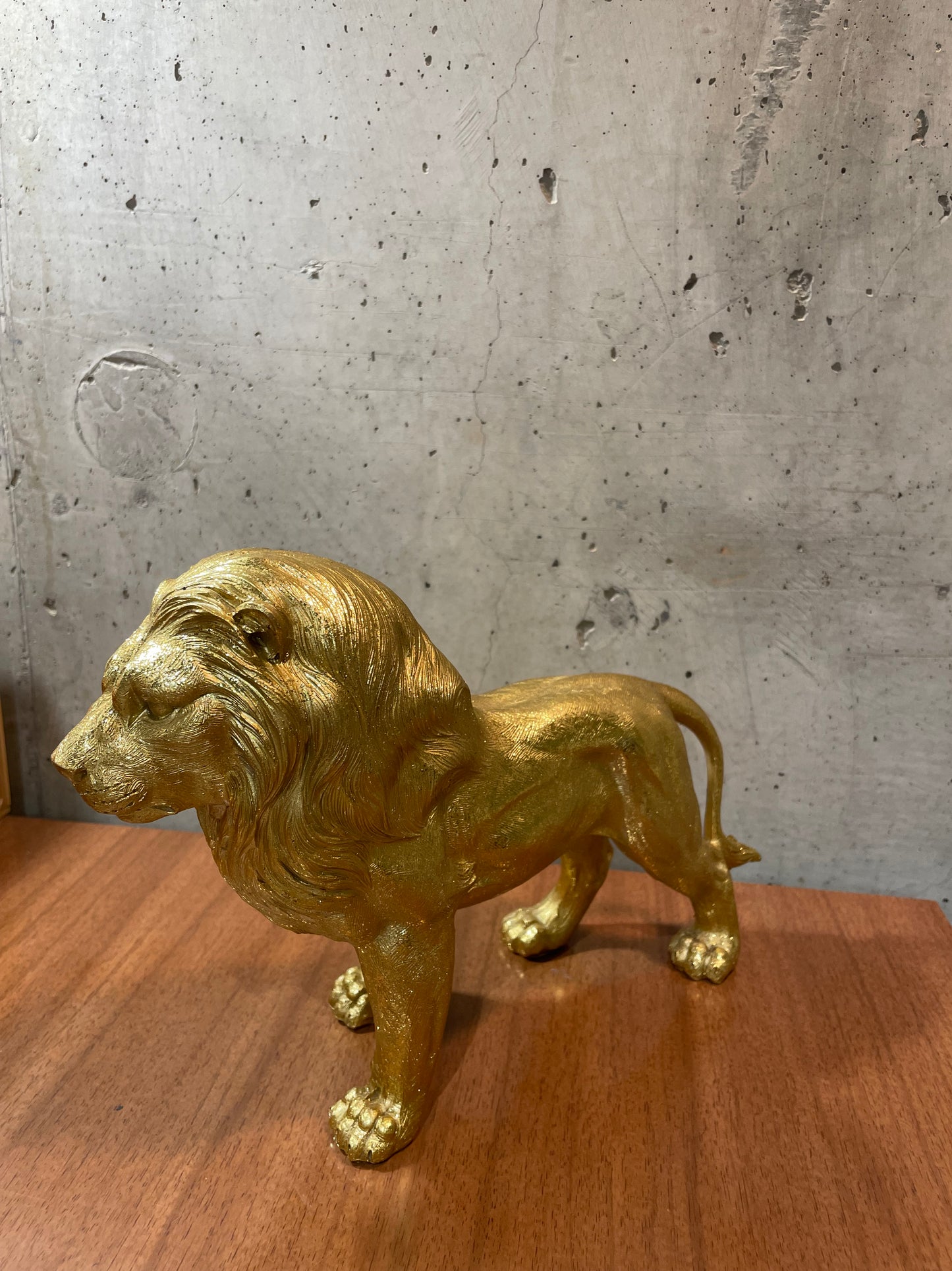 Gold Painted Resin Lion Statue