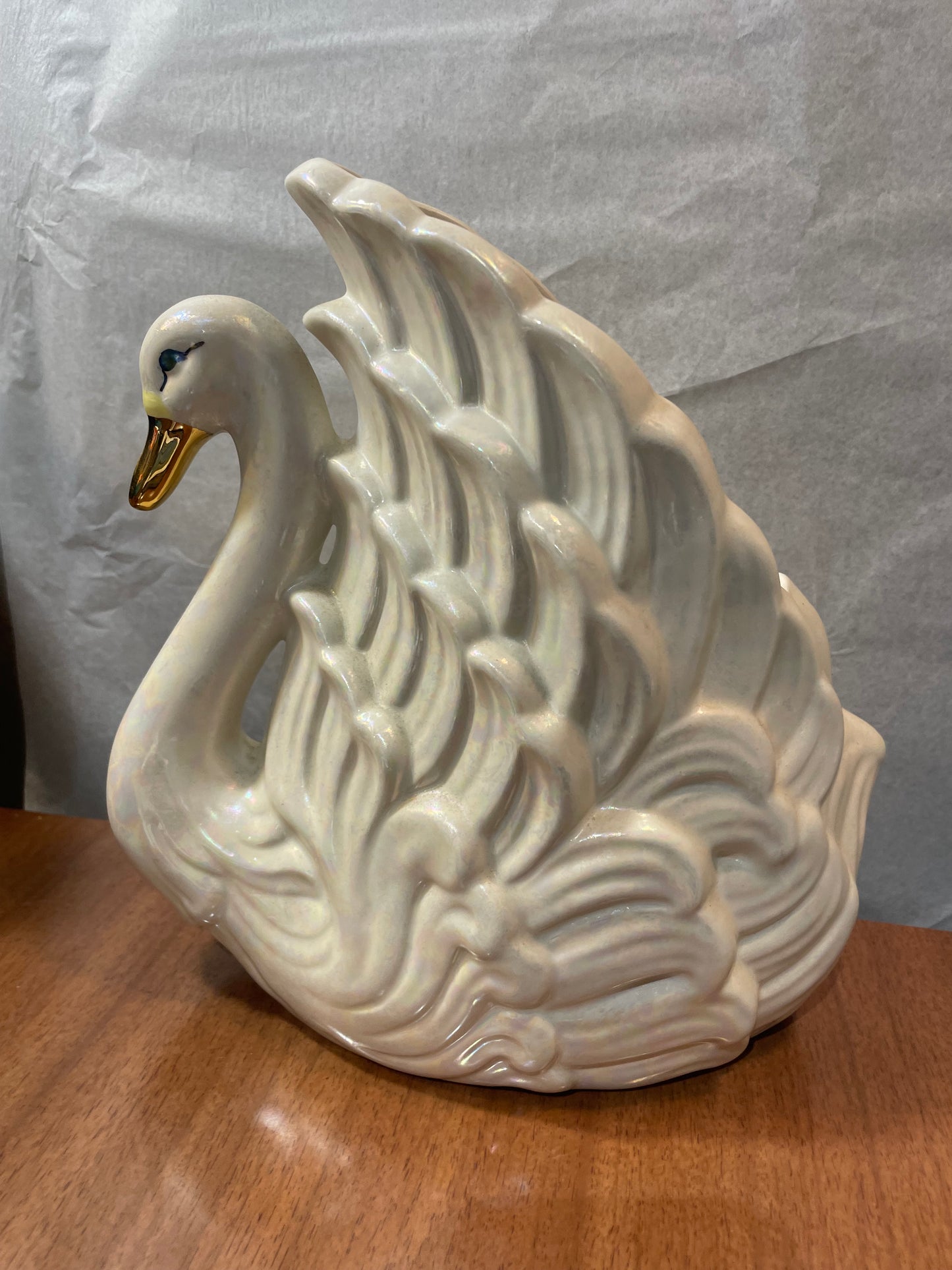 Iridescent Ceramic Swan Planter/Vase