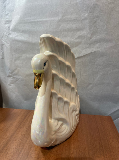 Iridescent Ceramic Swan Planter/Vase