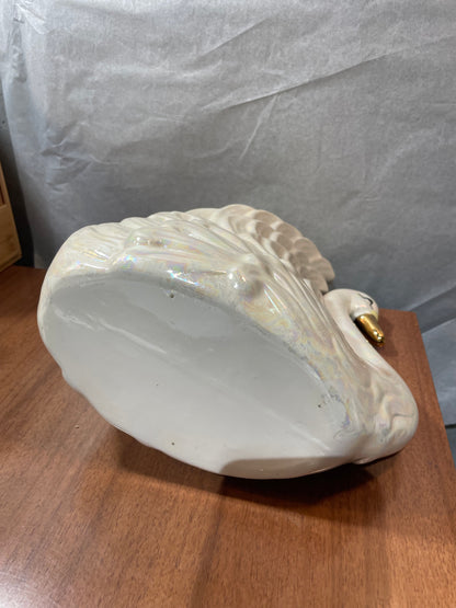 Iridescent Ceramic Swan Planter/Vase