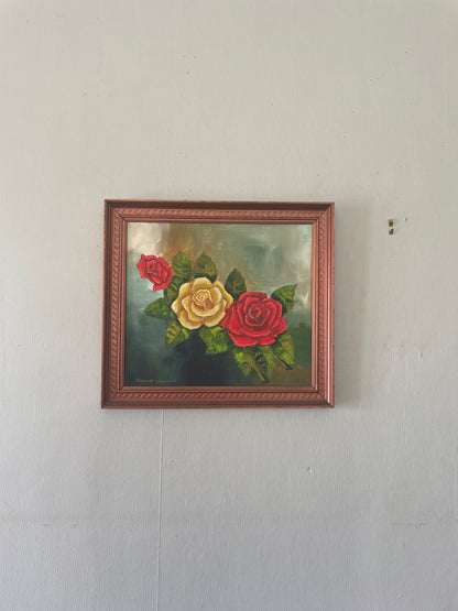 Original Vintage Oil of Roses