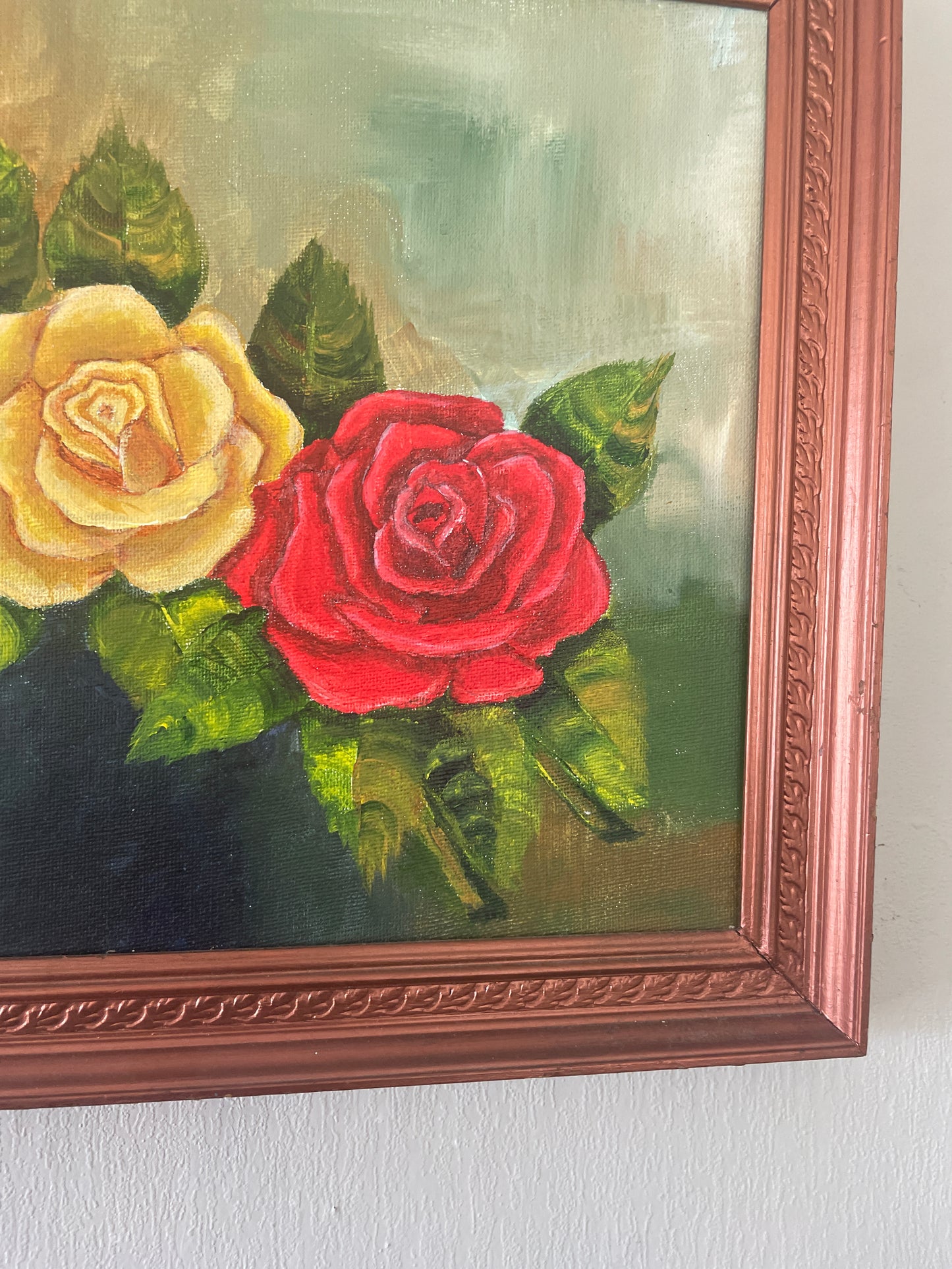 Original Vintage Oil of Roses